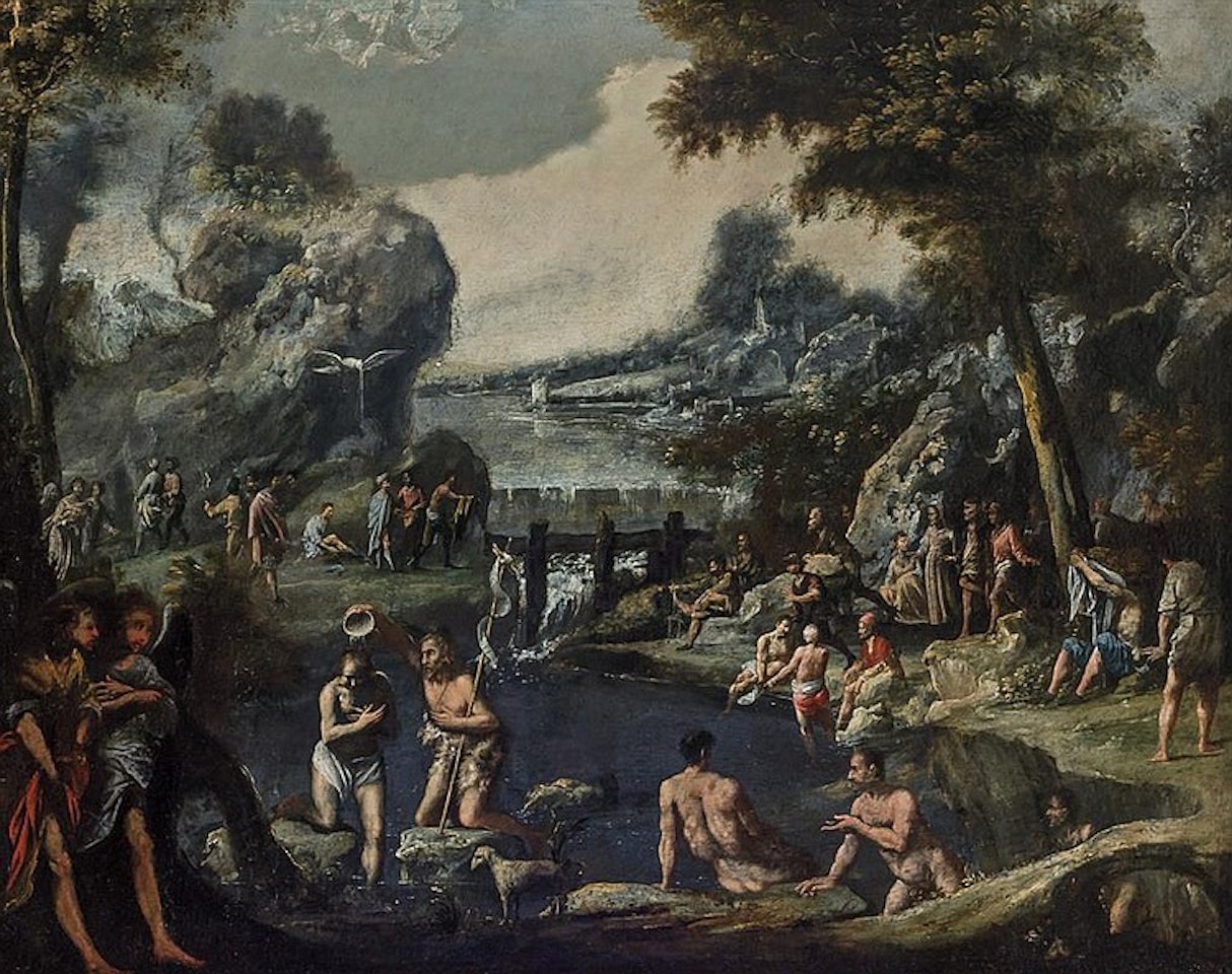 St. John Baptizing Christ by Italian School