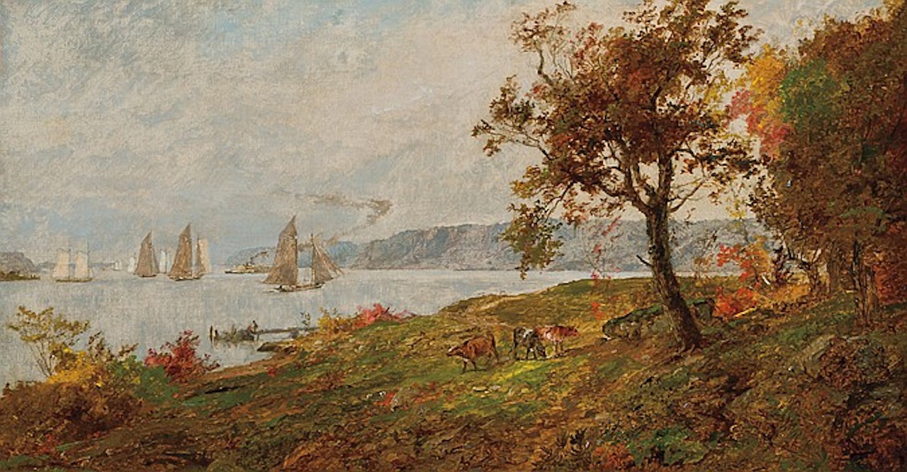 View Of The Palisades On The Hudson by Jasper Francis Cropsey