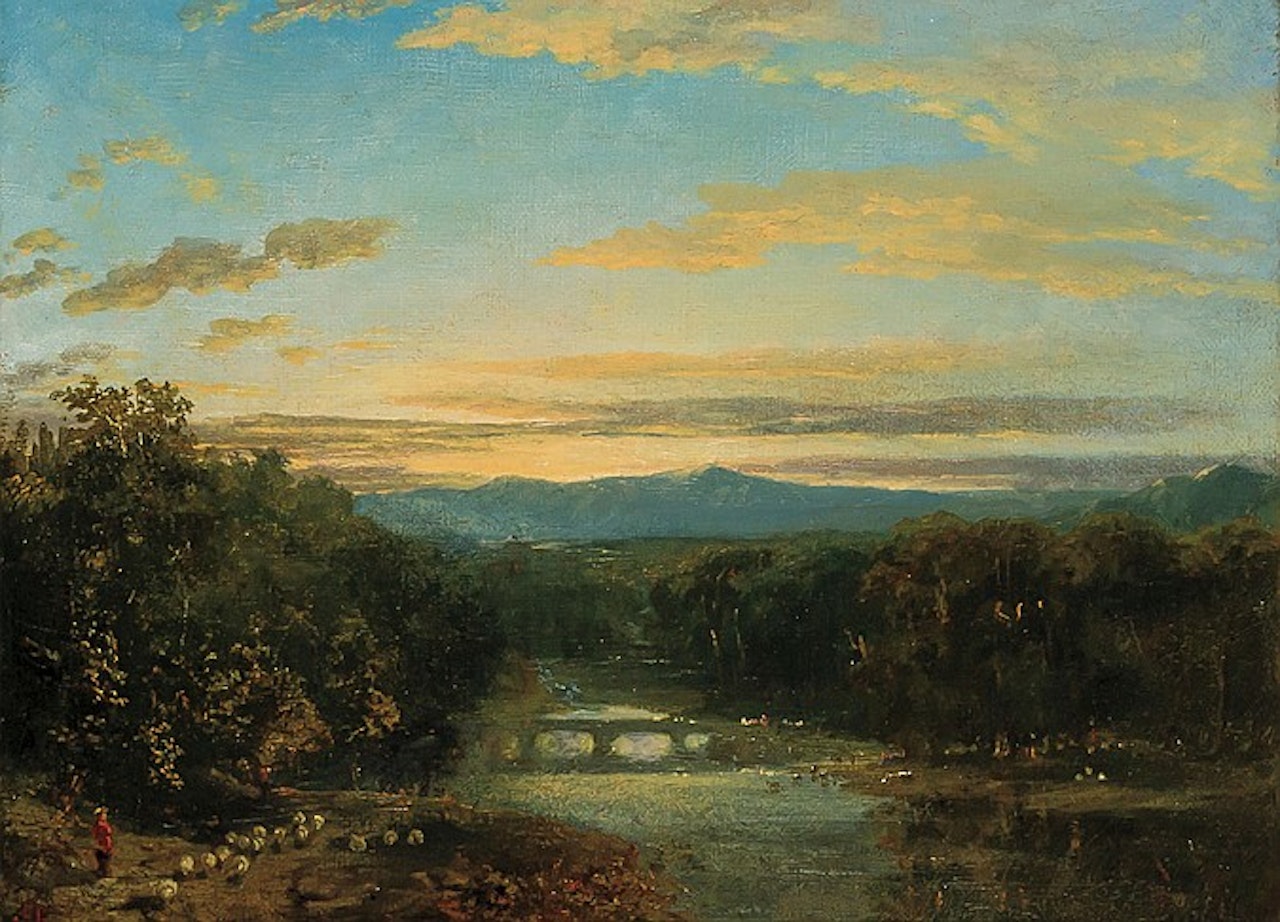 Herding The Sheep By A River by John Frederick Kensett