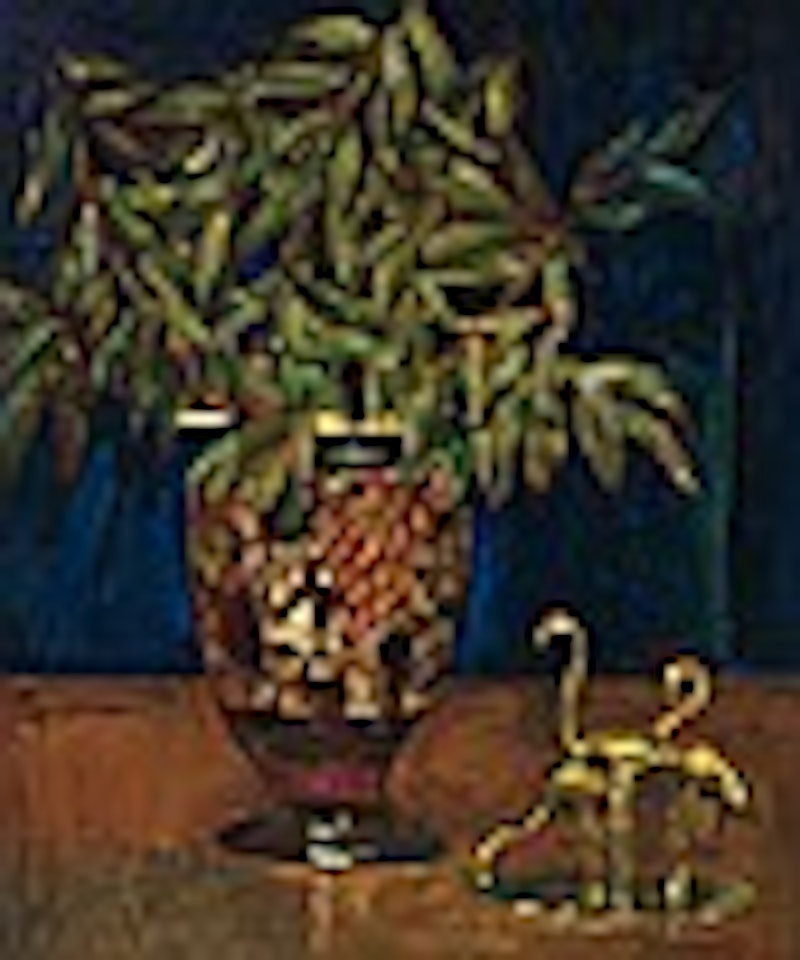 Still Life With Plant And Sculpture by Nicolai Fechin
