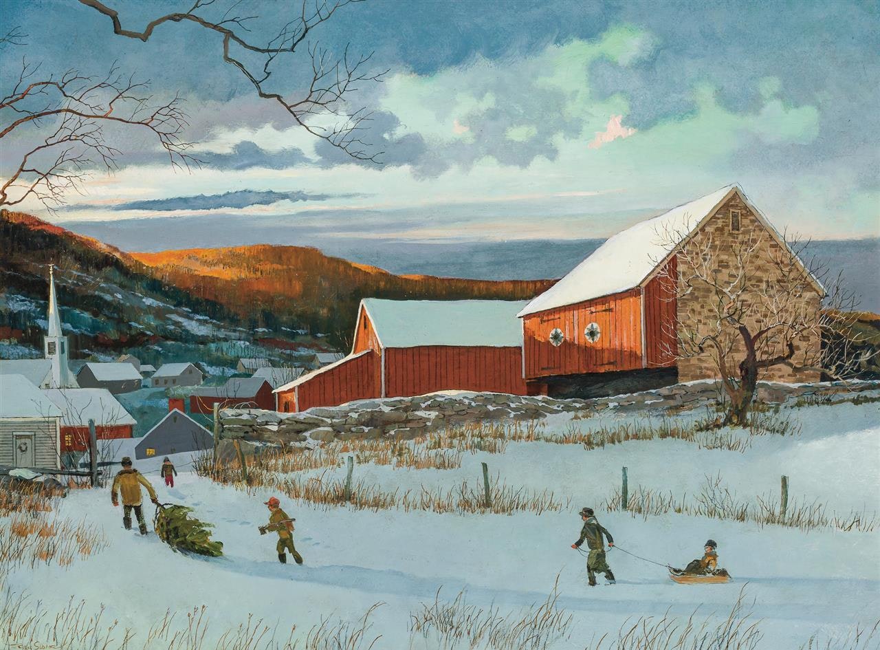 Bringing Home the Christmas Tree by Eric Sloane