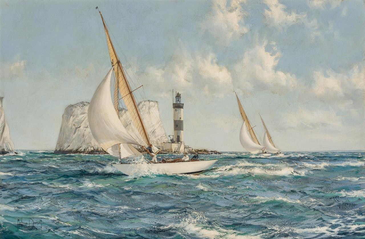 The Needles (Passing the Lighthouse) by Montague Dawson