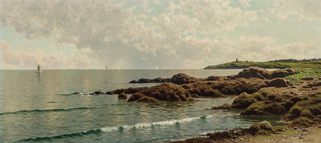 Sailboat Along the Rocky Shore by Alfred Thompson Bricher