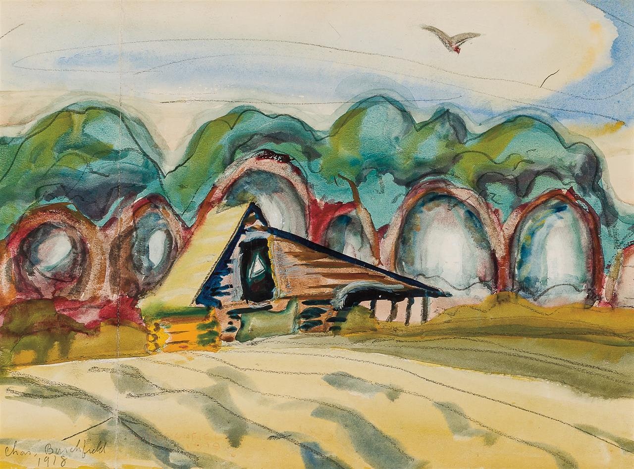 Buzzard and Cabin (Buzzard Landscape) by Charles Burchfield