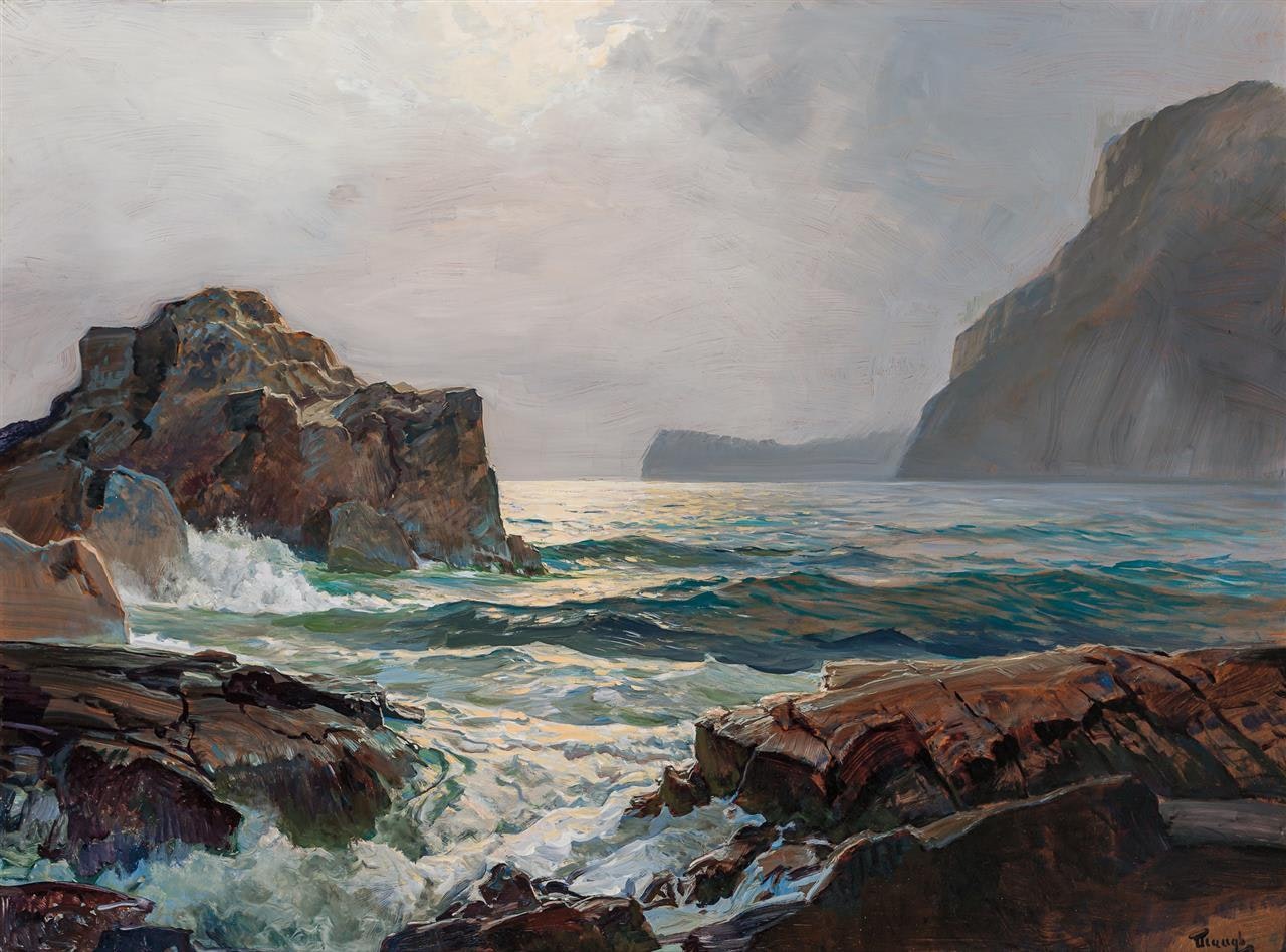Rocky Coast at Sunset by Frederick Judd Waugh