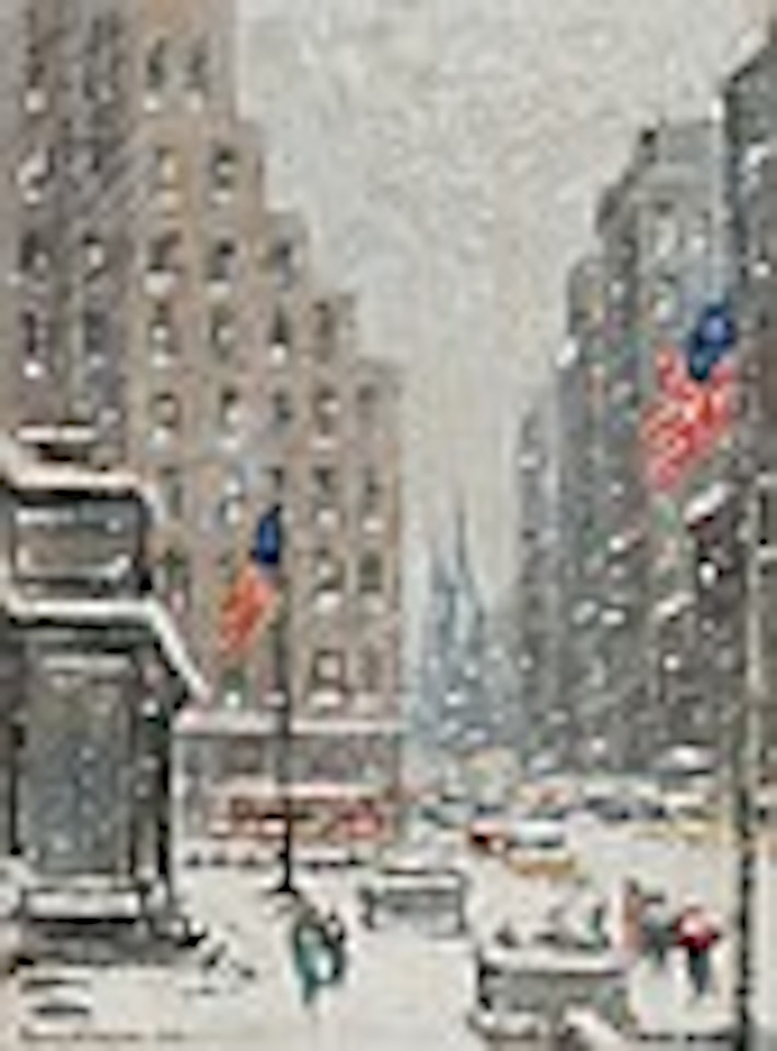"Winter Storm At The Library", New York by Guy Carleton Wiggins