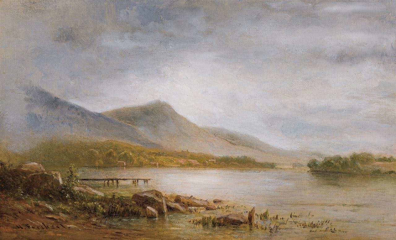 Mountain View from the Lake Shore by Hermann Fuechsel