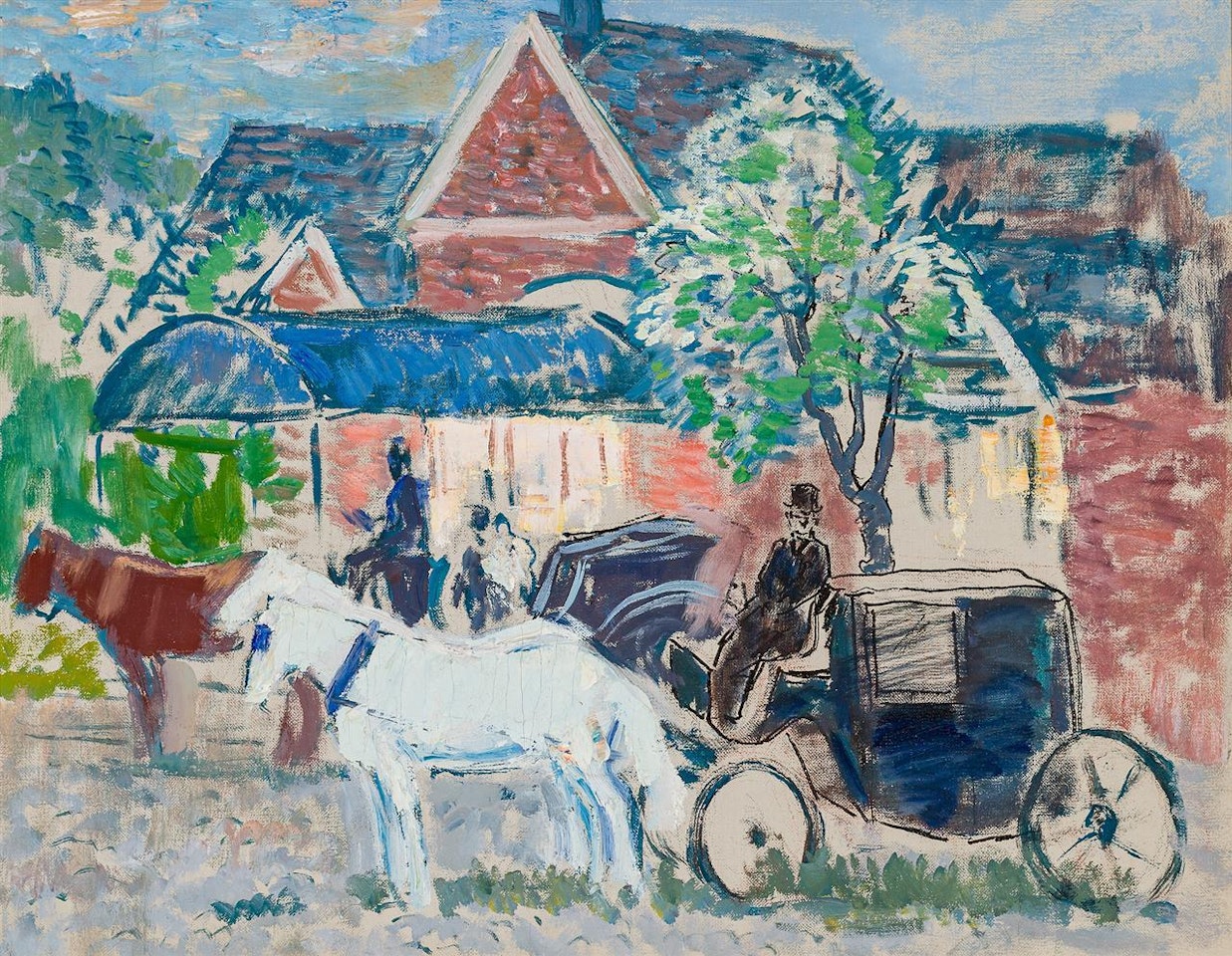 Horse Drawn Carriage by the Shore, Florida by Gifford Beal