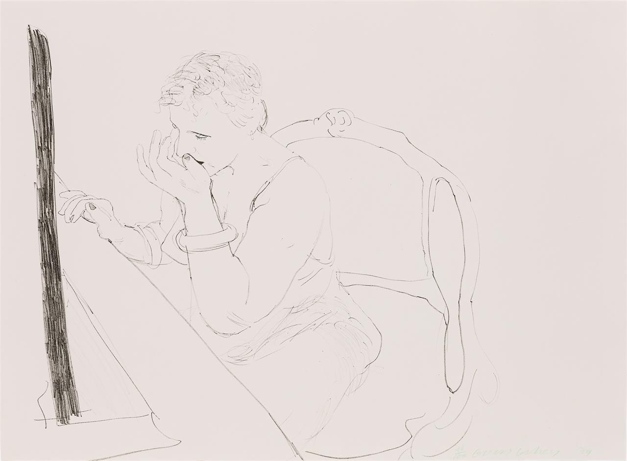 "Celia Adjusting her Eyelash," by David Hockney