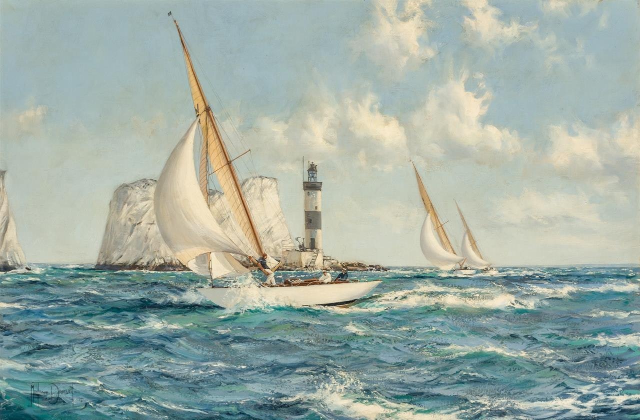 The Needles (Passing the Lighthouse) by Montague Dawson