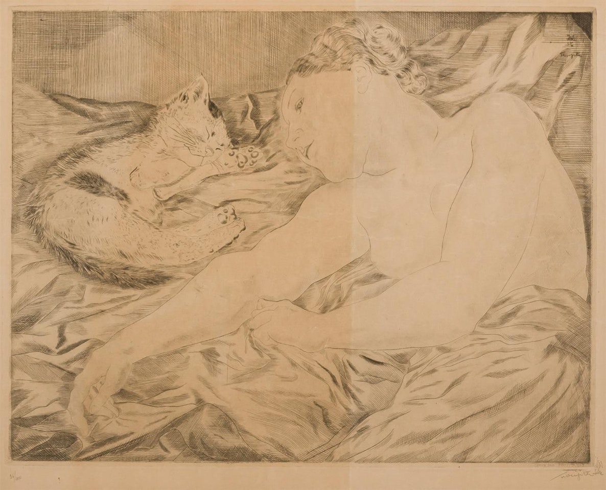 Femme au Chat by Leonard Tsuguharu Foujita