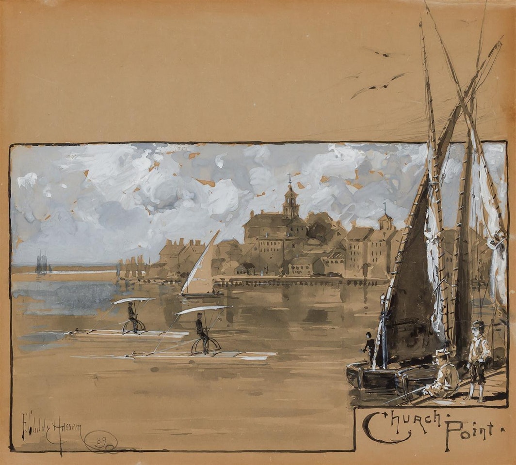 "Church Point," Portsmouth (illustration for "Pedaling on the Piscataqua") by Childe Hassam