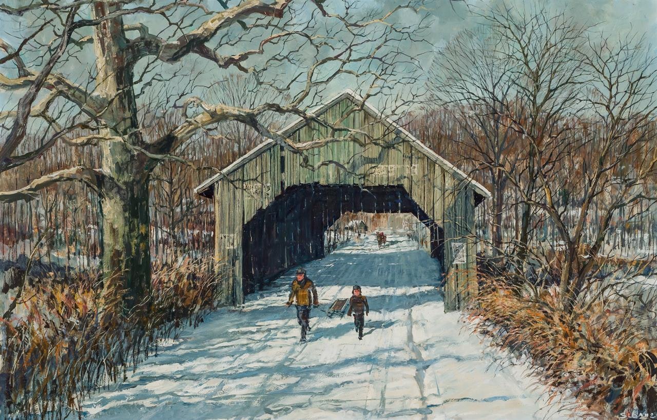 Covered Bridge in Winter (Probably Fairfax, Vermont) by Eric Sloane