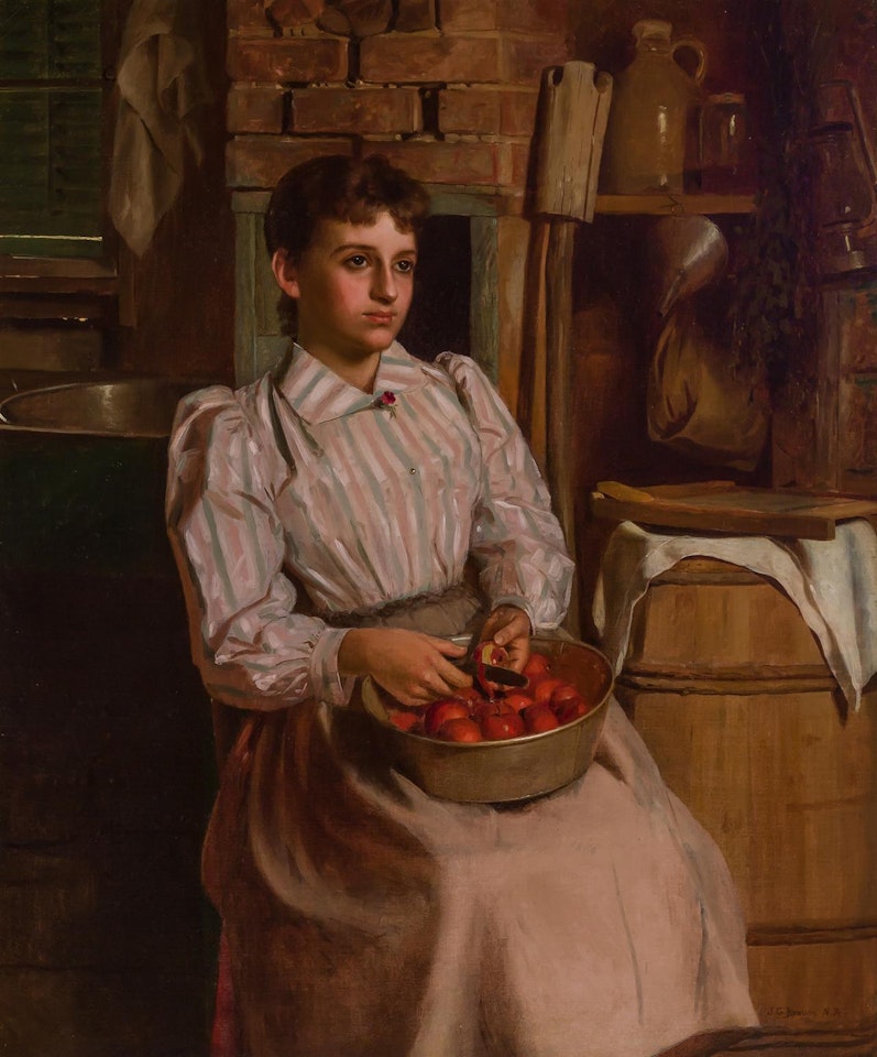 A Young Woman Paring Apples by John George Brown