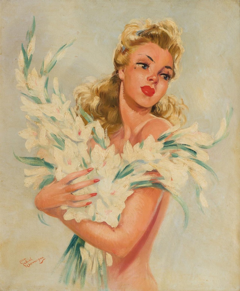 Woman with Flowers by Jean Gabriel Domergue