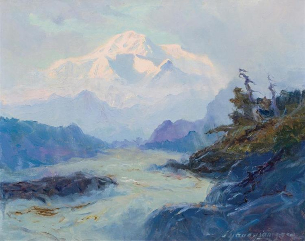 "Mount McKinley from the Rapids of the Tokositna River" by Sydney Mortimer Laurence