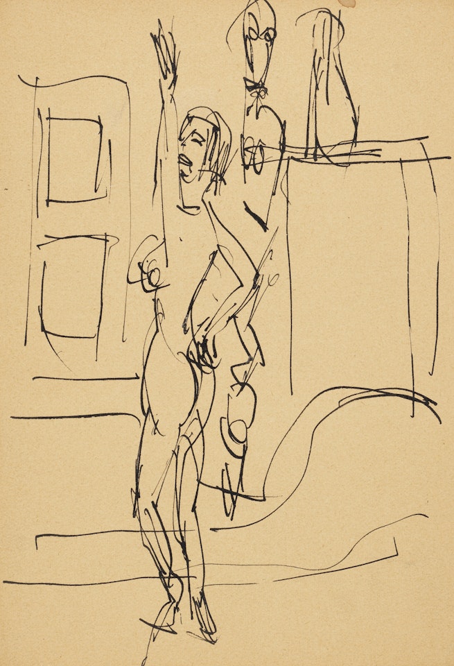 Stehender Akt am Ofenpfeiler by Ernst Ludwig Kirchner