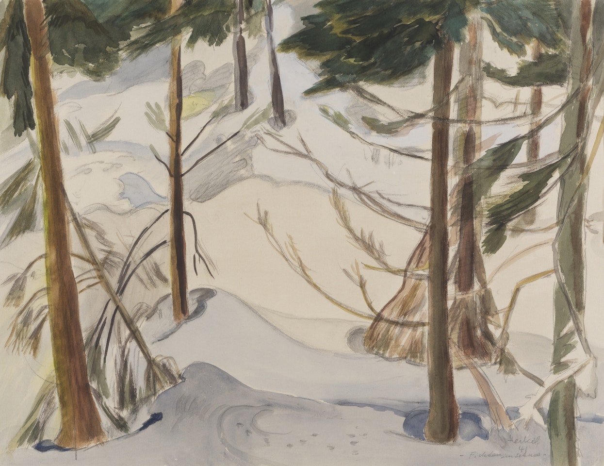 Fichten im Schnee by Erich Heckel