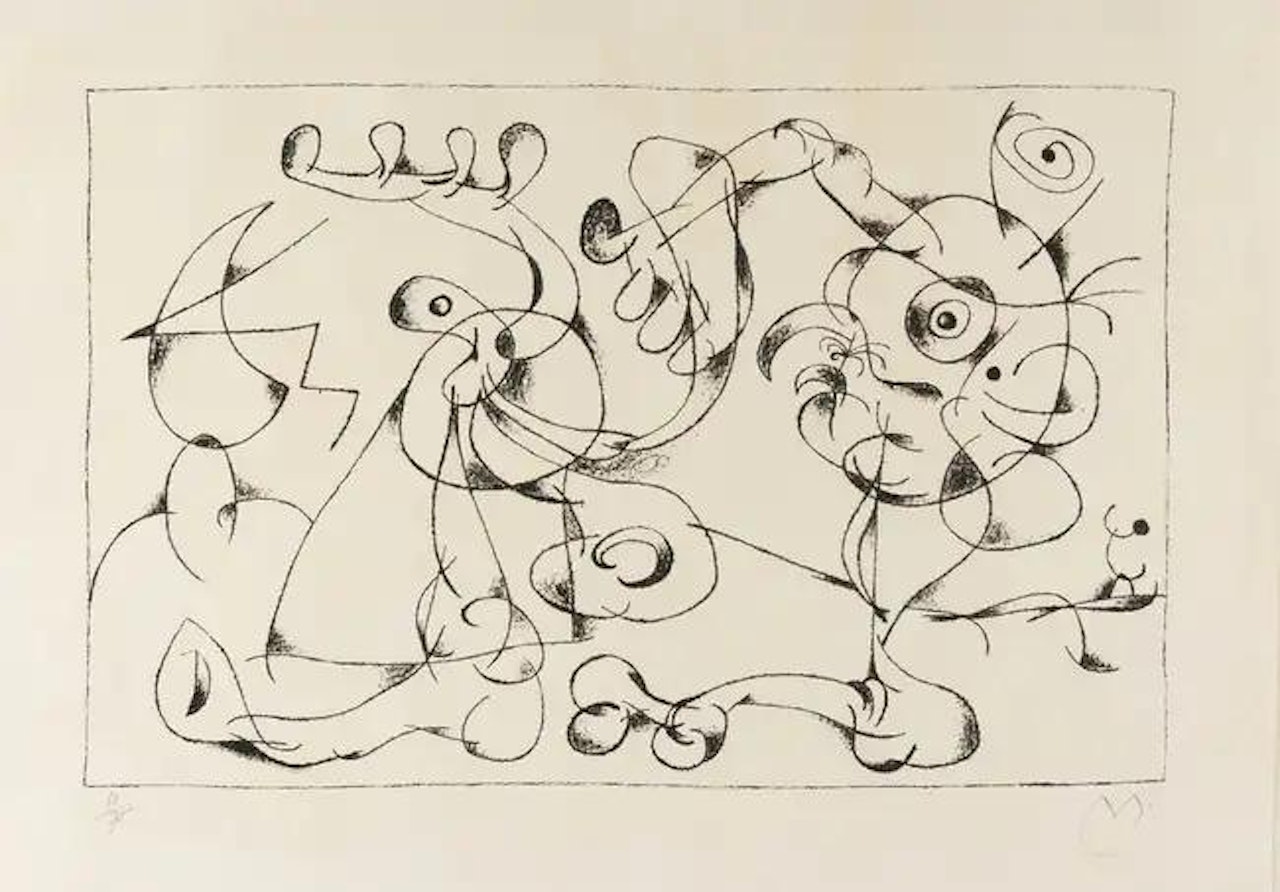 Le Nobles a la Tràppe (from Ubu Roi) (Mourlot 410) by Joan Miró