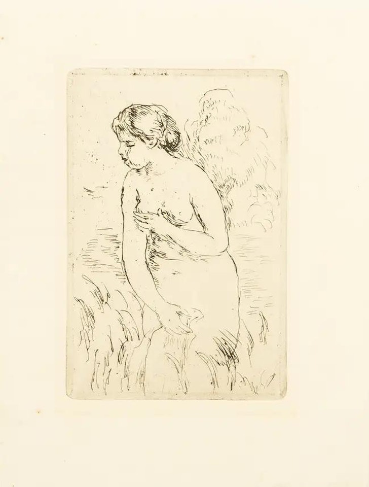 Baigneuse debout à mi-jambes; Le chapeau épinglé by Pierre-Auguste Renoir