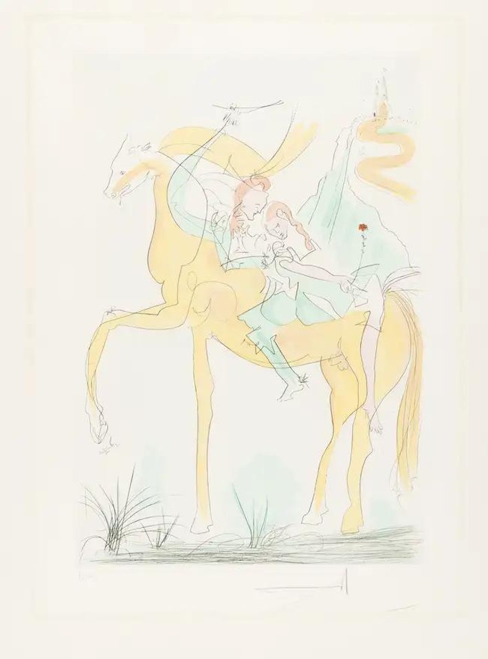 Couple a Cheval (M&L 491; Field 71-8L) by Salvador Dali