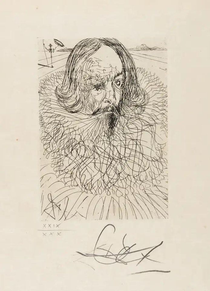 El Greco & Cervantes (from Cinq Portraits Espagnols) (M&L 152b & 150b; Field 65-7-E&B) by Salvador Dali