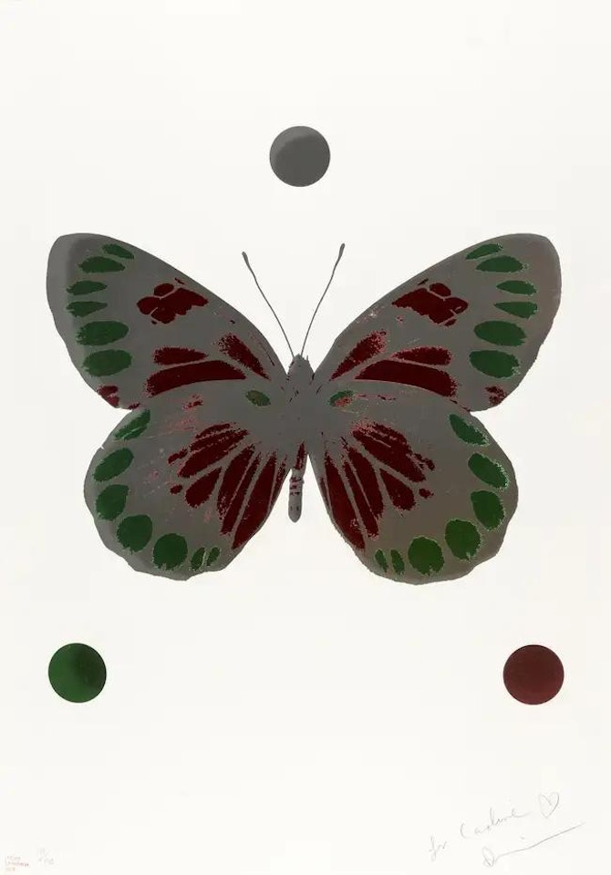 Science Xmas Butterfly (Emerald Green and Chilli Red) by Damien Hirst