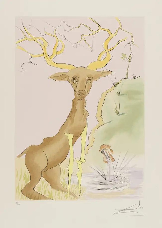 The Stag Reflected in the Water (from La Fontaine"s Bestiary Dalinized) (M & L 659; Field 74-1-G) by Salvador Dali