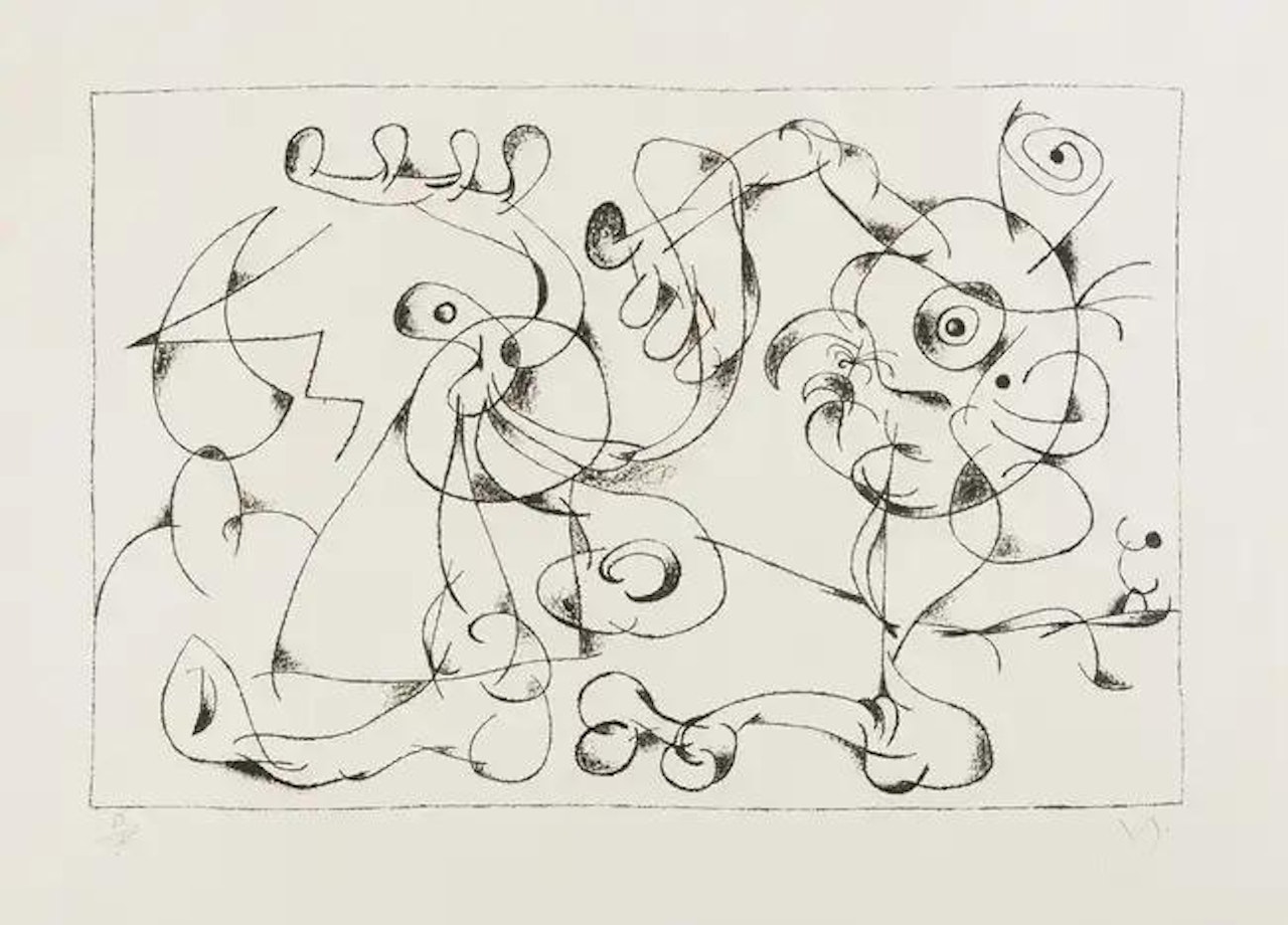Les Nobles a la Trappe I (from Ubu Roi) (Mourlot 410) by Joan Miró