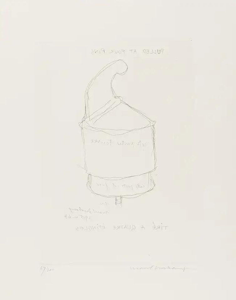 Pulled at Four Pins (Schwarz 609) by Marcel Duchamp