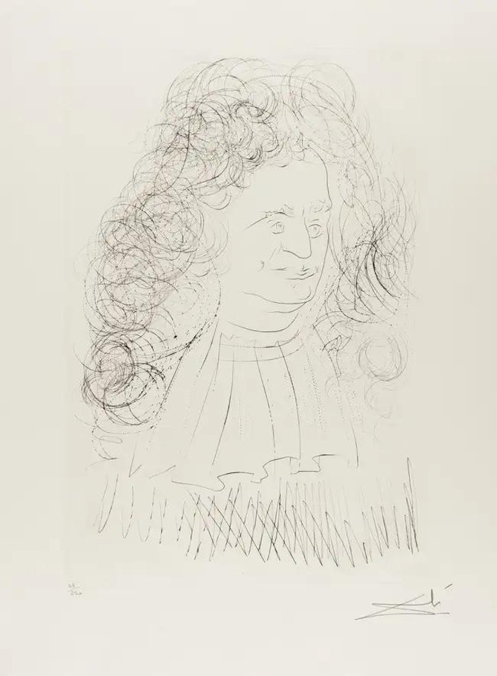 Portrait of La Fontaine (from La Fontaine"s Bestiary Dalinized) (Field 74-1-A; M&L 653) by Salvador Dali