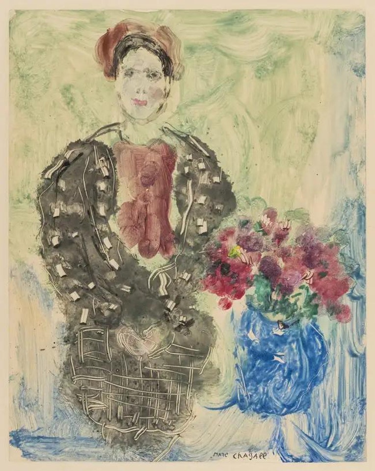 Vava au Turban rouge (Cramer Monotypes 107) by Marc Chagall