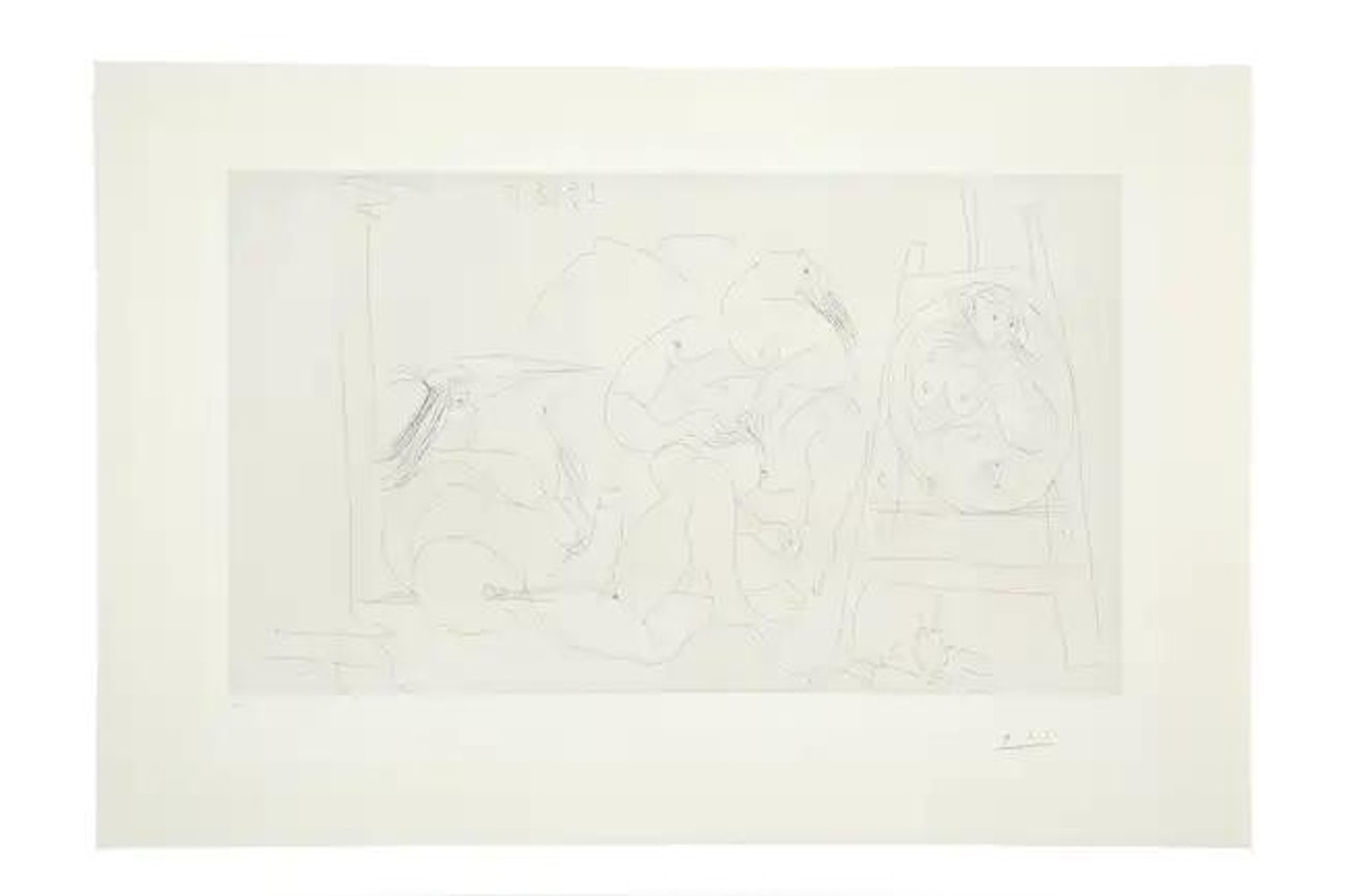 347 series. Artist with an Erection and Model Fondling Herself (Bloch 1781) by Pablo Picasso