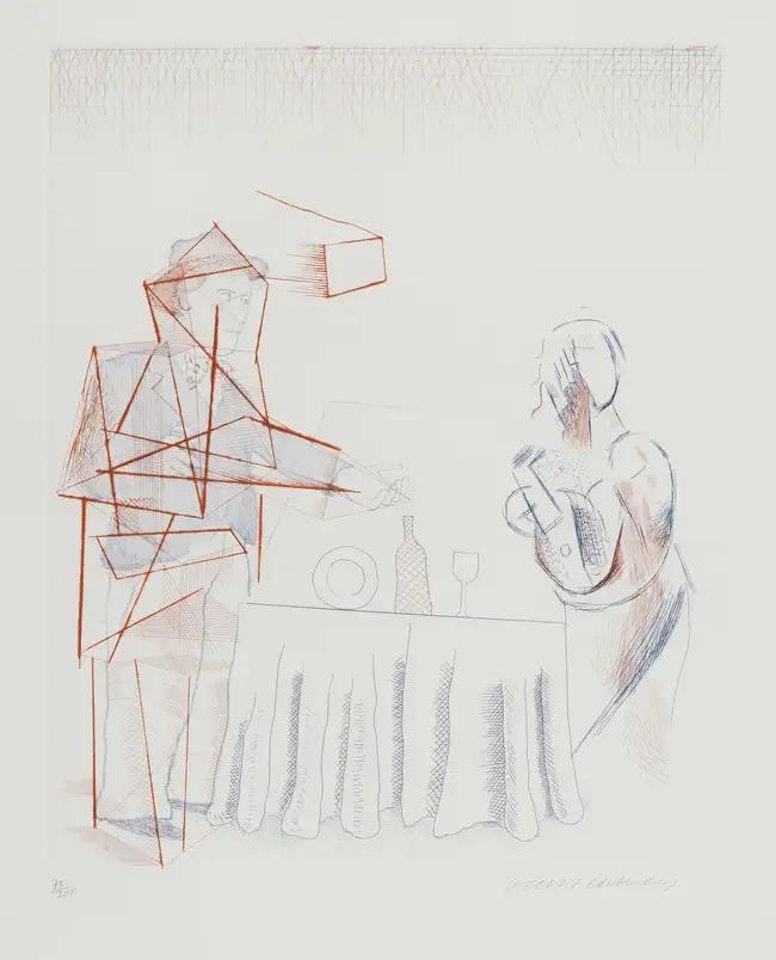 Figures with Still Life (S.A.C 187) by David Hockney