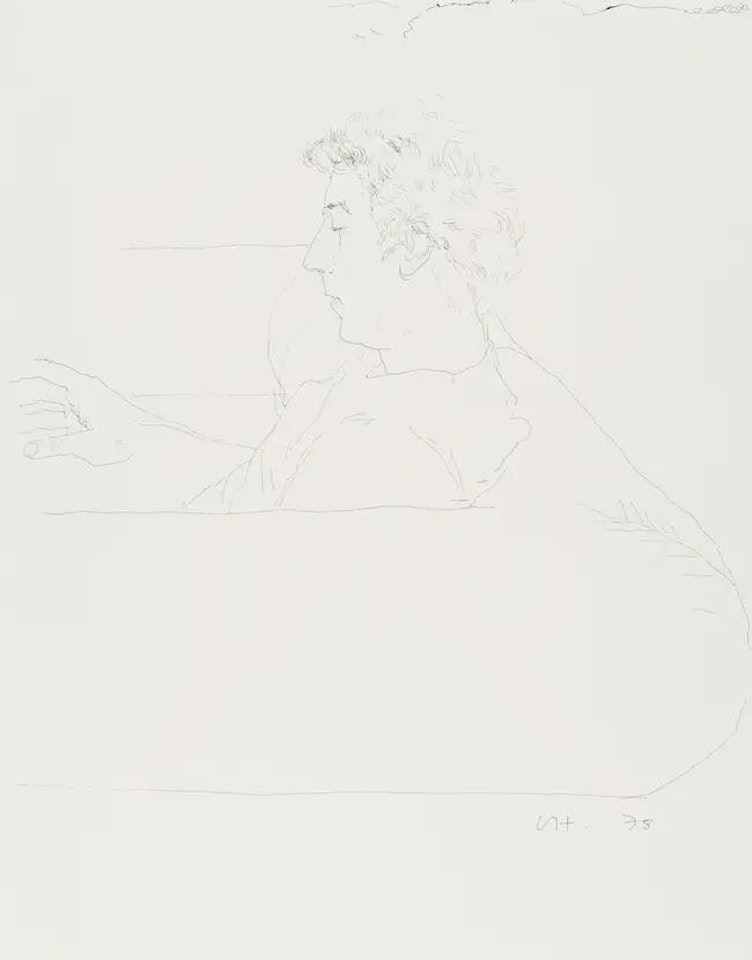 Gregory on a sofa by David Hockney