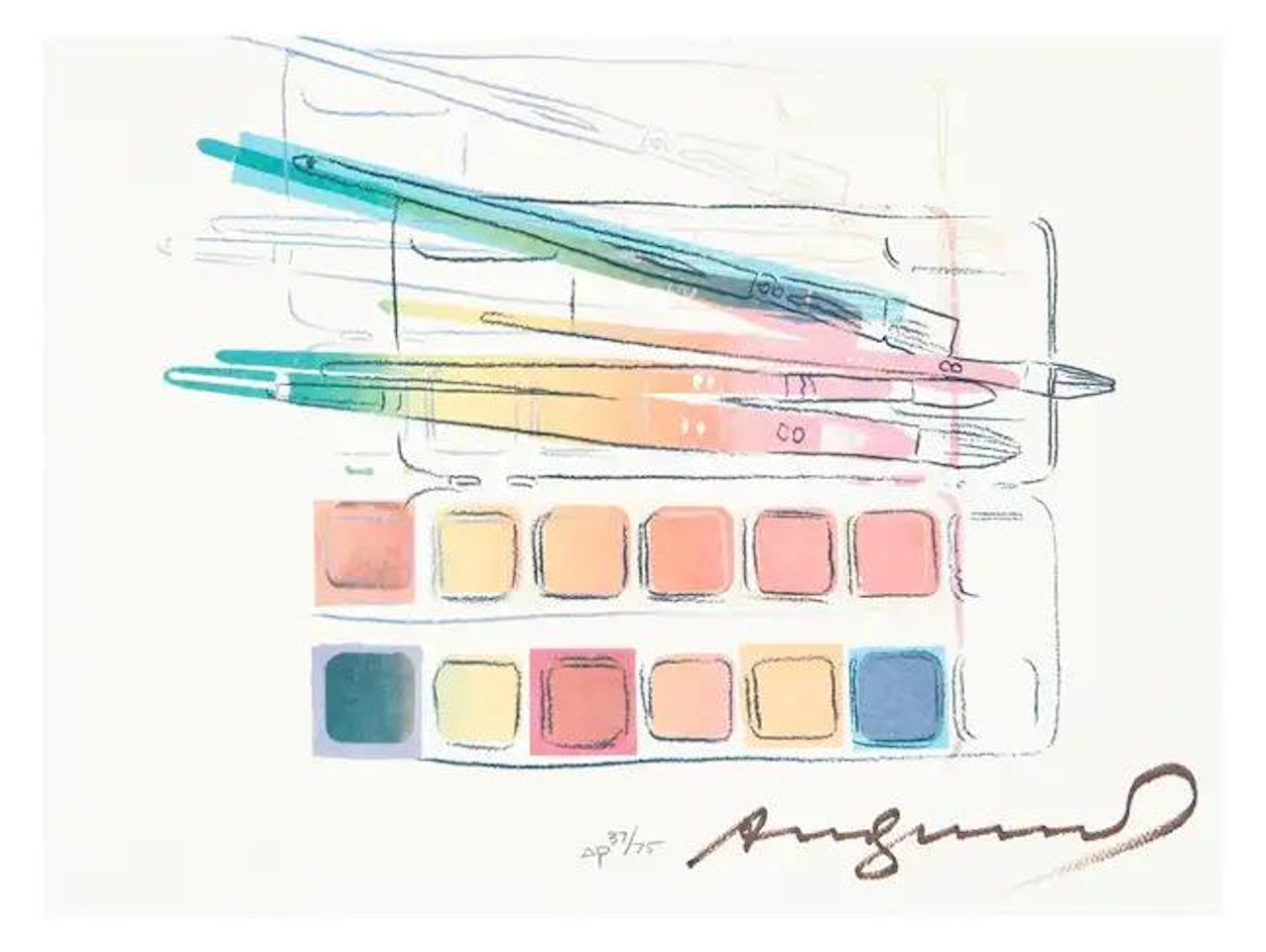 Watercolor paint kit with brushes (Feldman & Schellmann II.288) by Andy Warhol