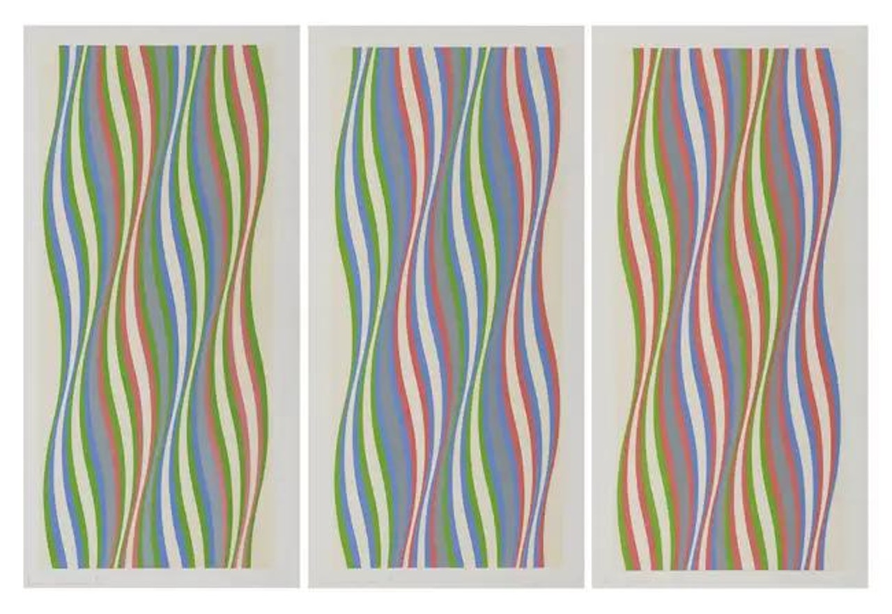 Green Dominance, Blue Dominance, Red Dominance (Schubert 22, 23, 24) by Bridget Riley