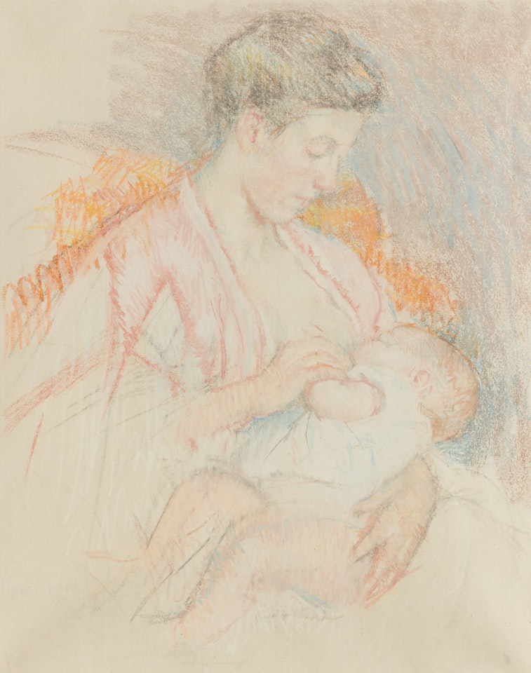 Mother Jeanne Nursing Her child (Profile Left) (No. 3), c. 1908 by Mary Cassatt