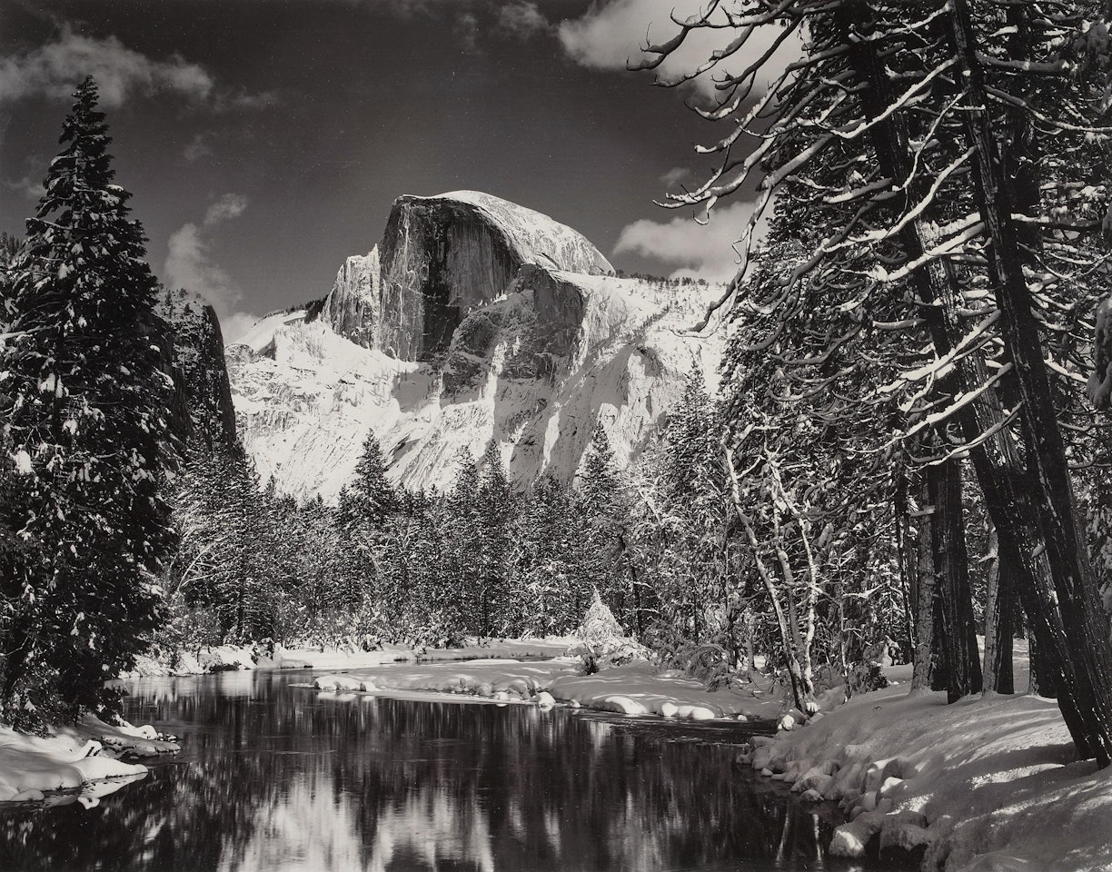 Half Dome, Merced River, Winter, Yosemite Valley by Ansel Adams