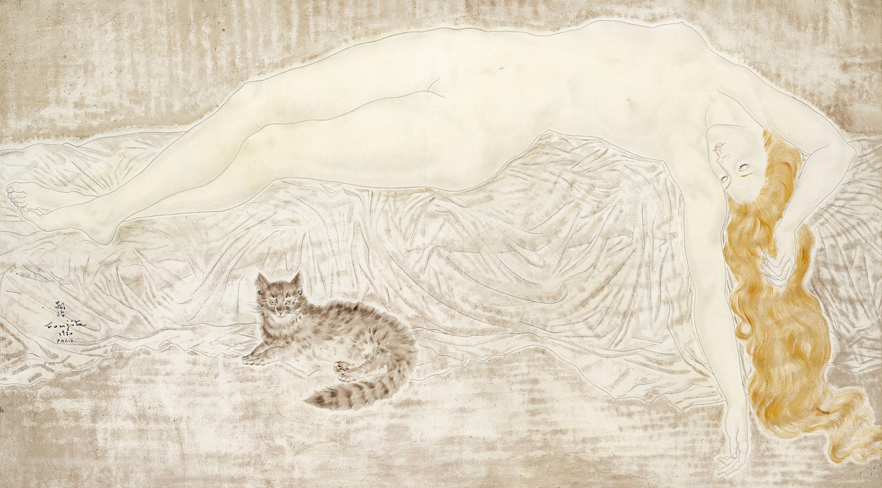 Nu au chat by Leonard Tsuguharu Foujita