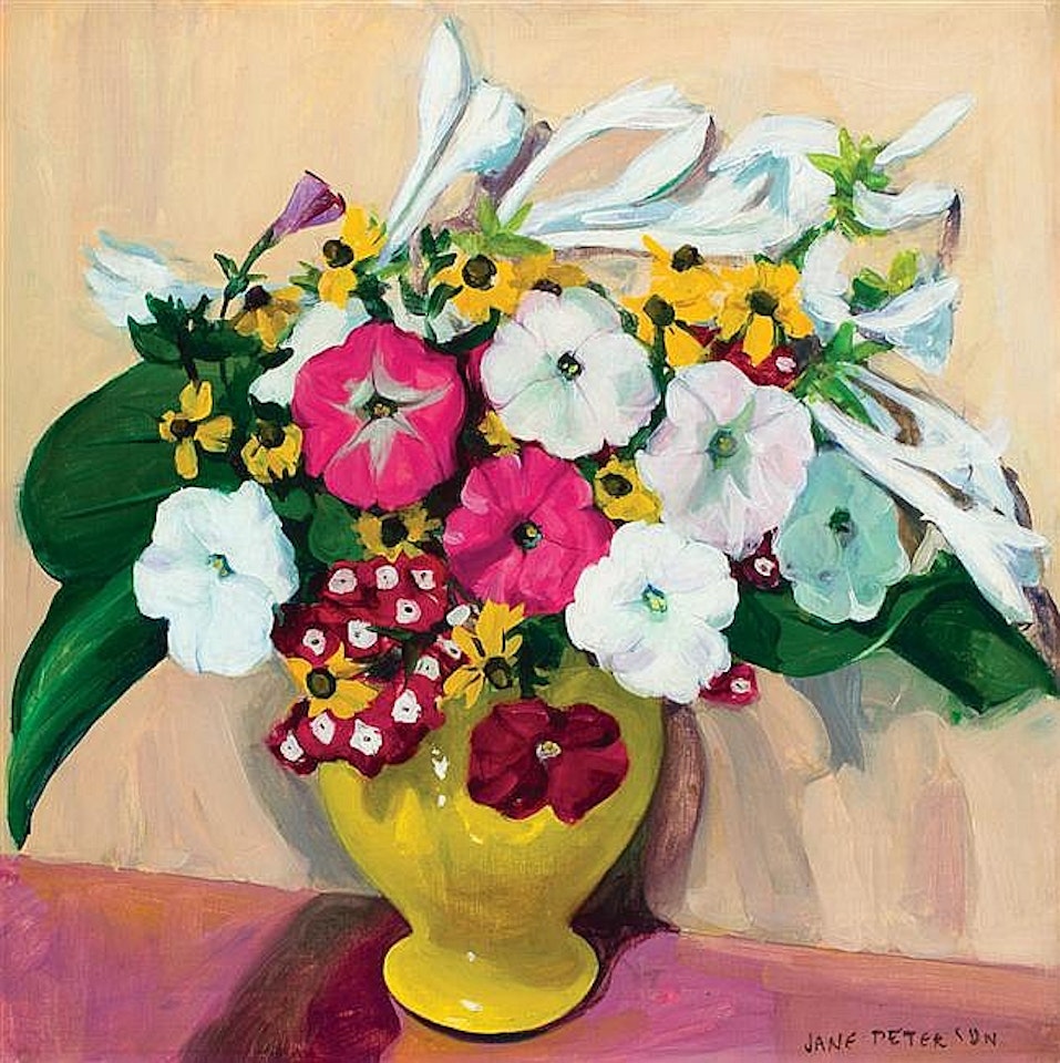 Flowers In A Yellow Vase by Jane Peterson