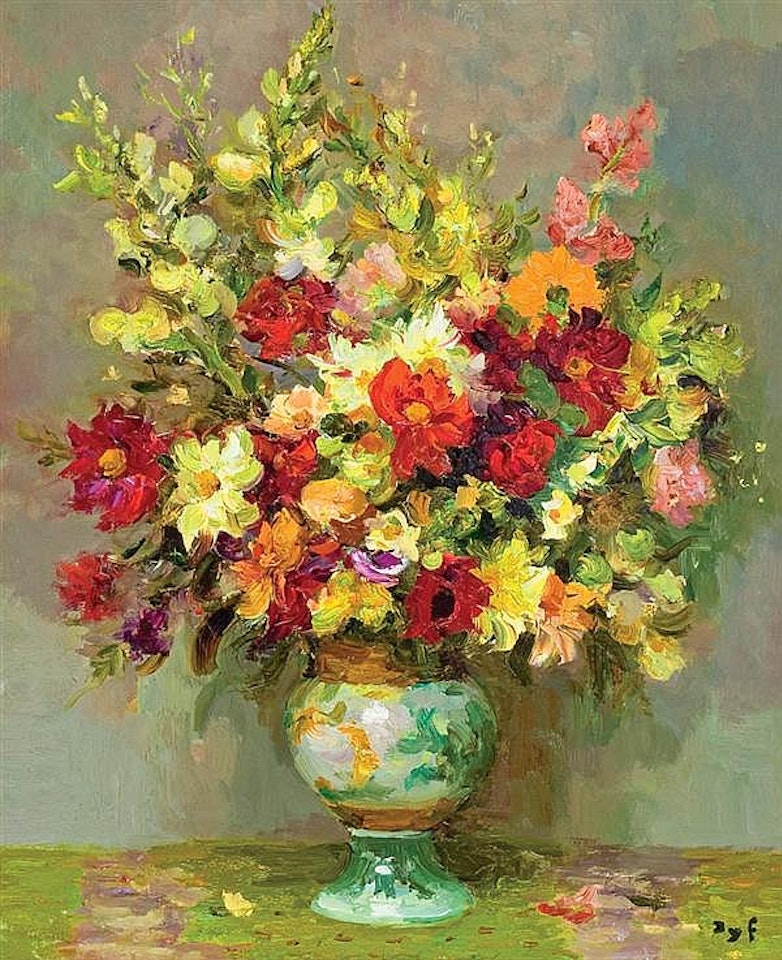 "Dahlias Et Mufliers" by Marcel Dyf
