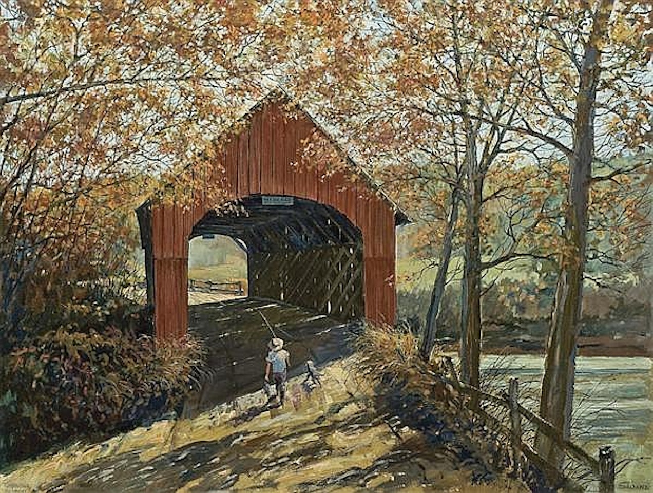 Going Fishing Oil On Masonite by Eric Sloane