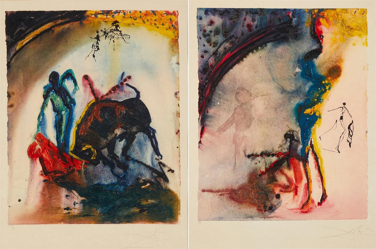 Two works "Tauromachie III,"; "Tauromachie V," by Salvador Dali
