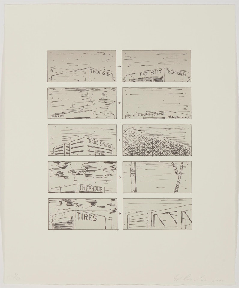 "Black Course of Empire, State II," by Ed Ruscha