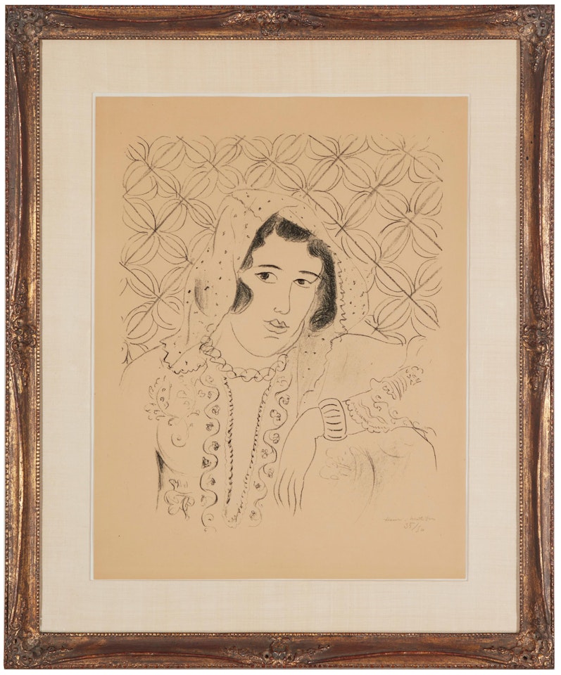 "Figure devant tapa africain," by Henri Matisse