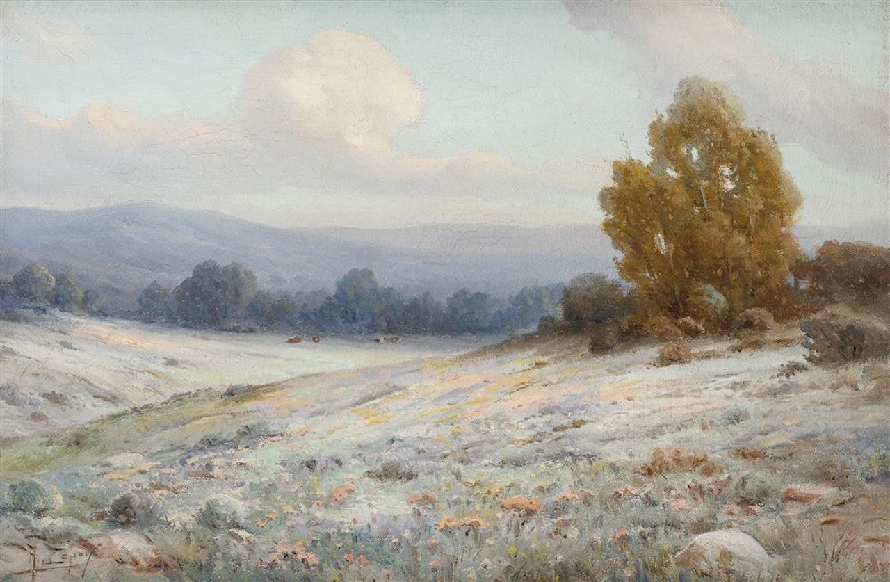 Atmospheric landscape with wildflowers by Angel Espoy