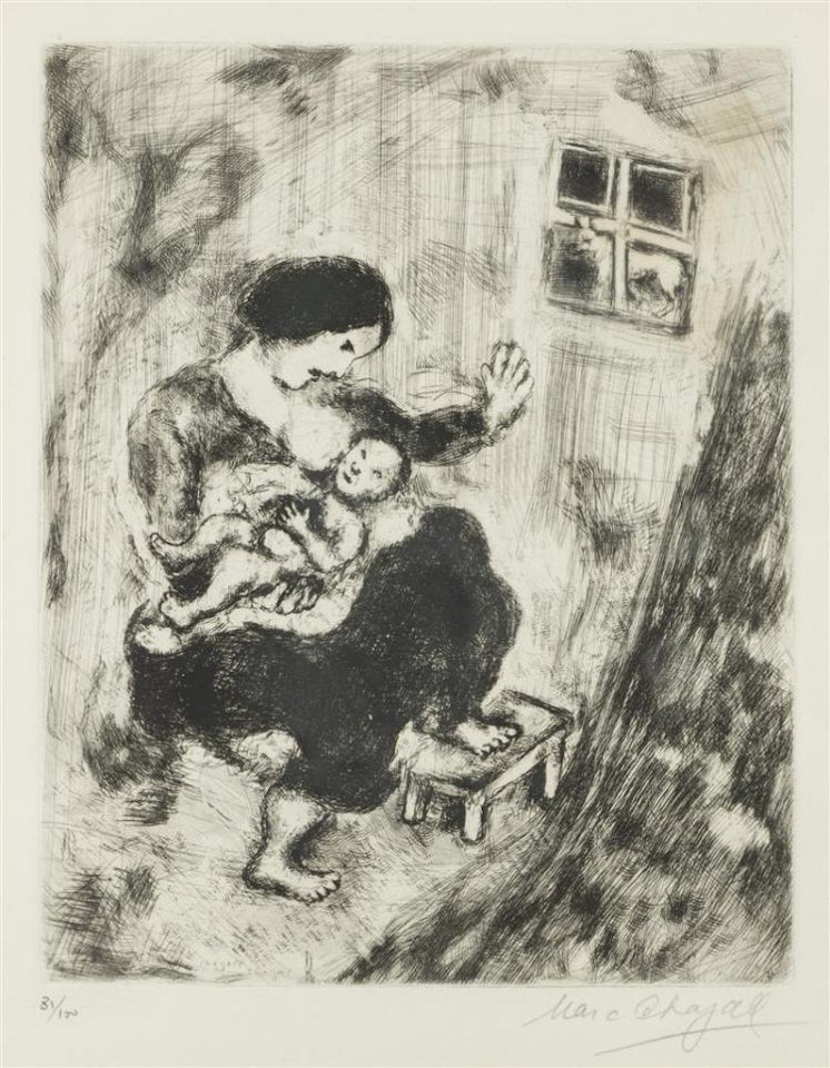 "The Wolf, the Mother, and the Child" by Marc Chagall