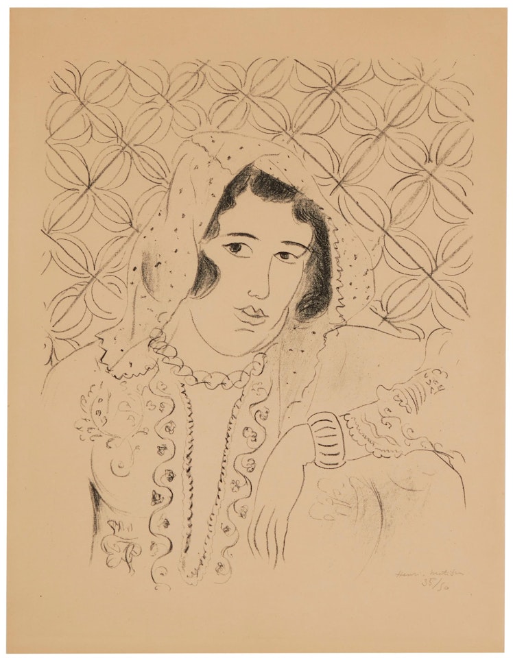 "Figure devant tapa africain," by Henri Matisse