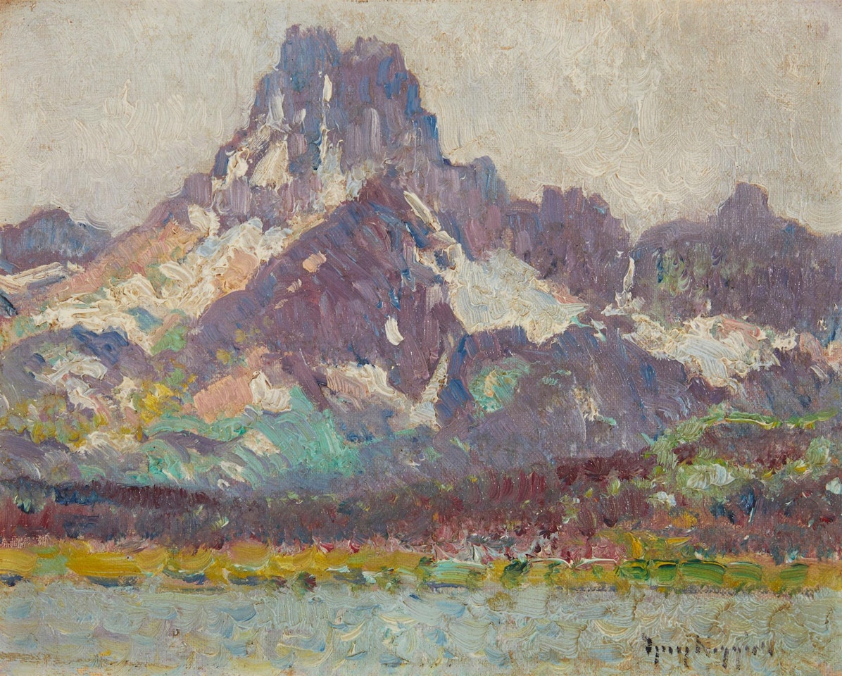 Lake in a mountain landscape by Guy Carleton Wiggins